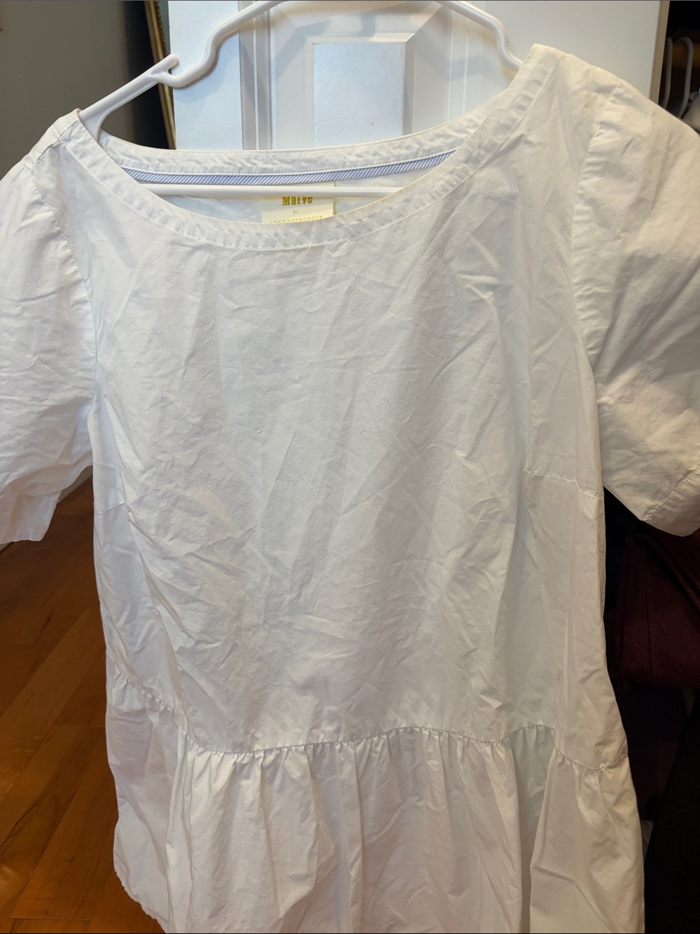 Maeve White Peplum Scoop Neck Top